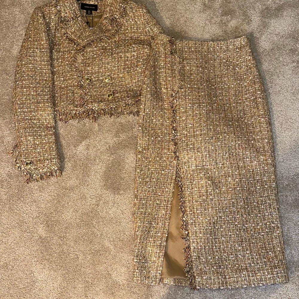 Karen Millen Brand New Boucle Jacket and Pencil Skirt with slit